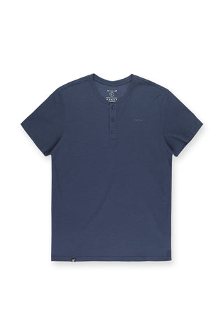 Waffle Henley T-Shirt - Dusty Blue
